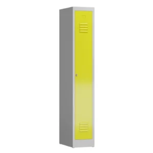 Kleiderspind-mit-Belueftung-1-Abteil-in-der-Farbe-Korpus-RAL-7035-Lichtgrau-Tuer-RAL-1018-Zinkgelb