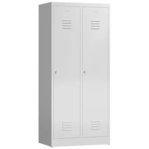 Kleiderspind-mit-Schwarz-Weiss-Trennung-–-2-Abteile-abschliessbar-in-der-Farbe-Korpus-RAL-7035-Lichtgrau-Tueren-RAL-7035-Lichtgrau