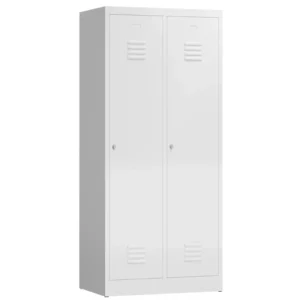 Kleiderspind-mit-Schwarz-Weiss-Trennung-–-2-Abteile-abschliessbar-in-der-Korpus-RAL-9003-Signalweiss-Tuer-RAL-9003-Signalweiss