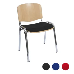 Teilgepolsterter Besucherstuhl Buche-Schichtholz mit Chromgestell – stapelbar & ergonomisch in 3 Farben